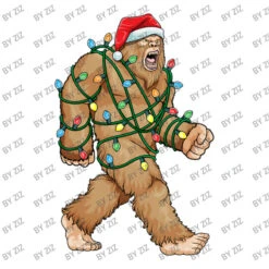 Bigfoot Santa Christmas Tree Lights Xmas Sasquatch Crewneck Sweatshirt -Deals T-Shirt Store d.2526186654.25069008.s3.1 ffffff Wml6 800x800 1