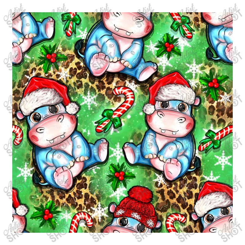 Christmas Cute Hippo Sitting Youth Tee 7 Christmas Cute Hippo Sitting Youth Tee - Image 5