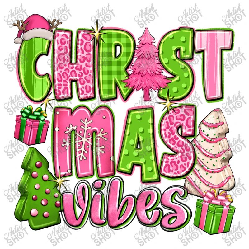 Pink Merry Christmas Trees Women's V-Neck T-Shirt 7 Pink Merry Christmas Trees Women's V-Neck T-Shirt - Image 5