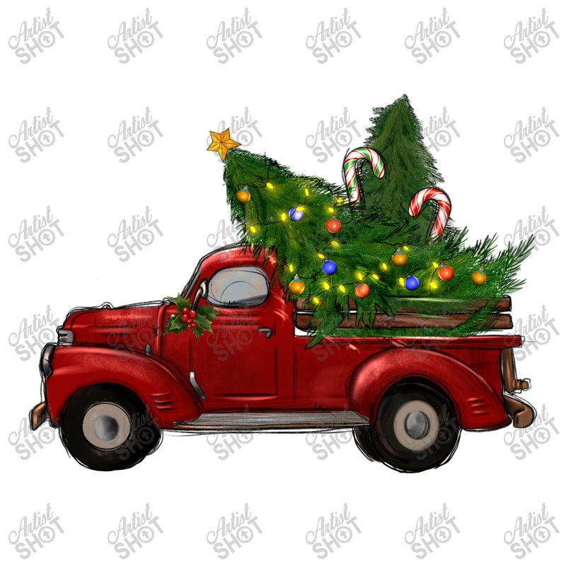 Christmas Trees With Truck Women's V-Neck T-Shirt 7 Christmas Trees With Truck Women's V-Neck T-Shirt - Image 5
