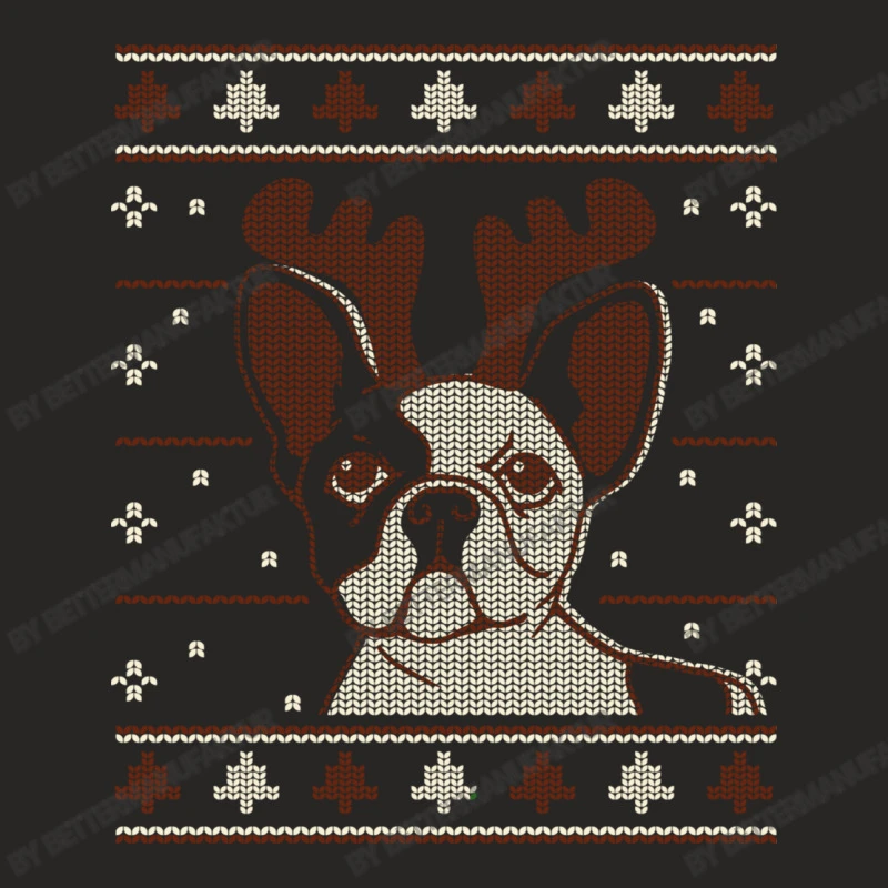 Ugly Christmas French Bulldog Puppy With Reindeer Ladies Fitted T-Shirt 7 Ugly Christmas French Bulldog Puppy With Reindeer Ladies Fitted T-Shirt - Image 5