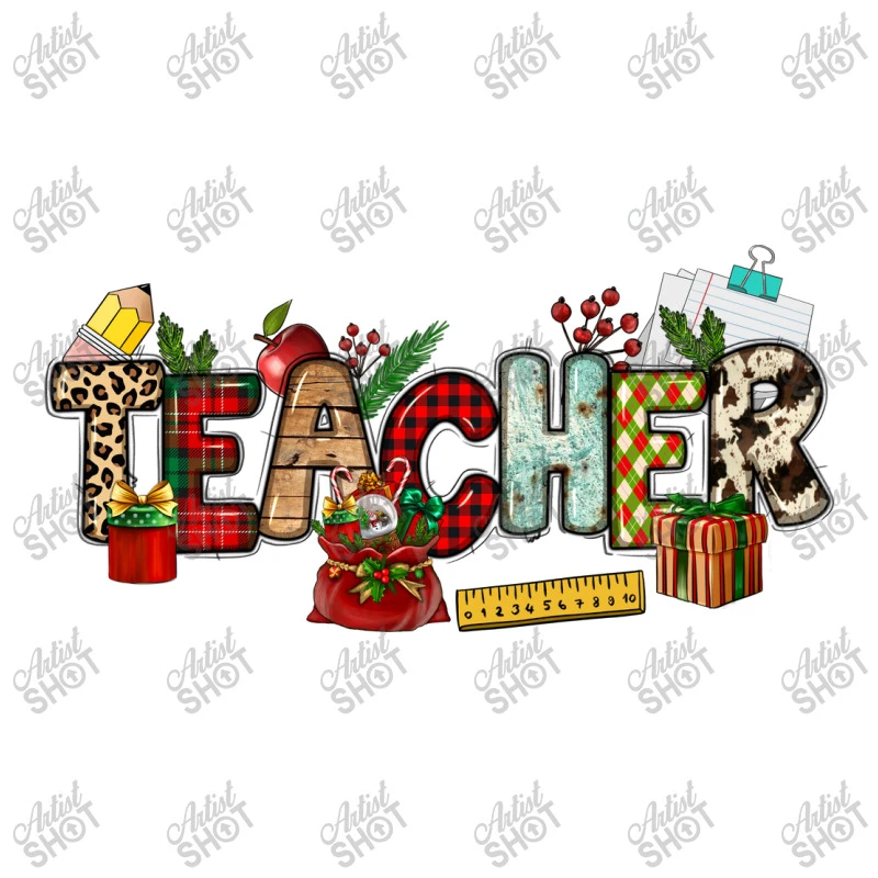 Christmas Teacher Women's V-Neck T-Shirt 7 Christmas Teacher Women's V-Neck T-Shirt - Image 5