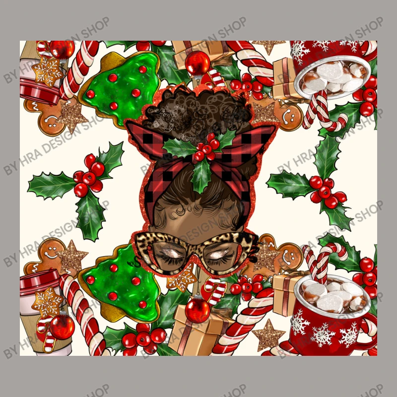 Afro Messy Bun Christmas Racerback Tank 7 Afro Messy Bun Christmas Racerback Tank - Image 5