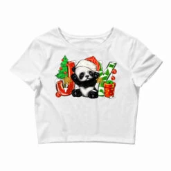 Joy Christmas Panda Crop Top