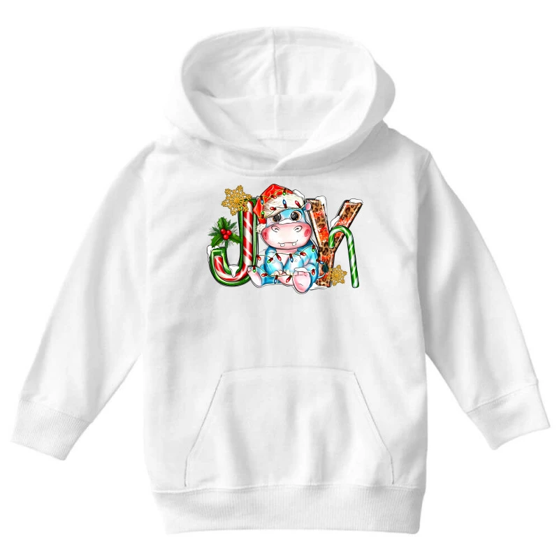 Joy Christmas Hippopotamus Youth Hoodie 5 Joy Christmas Hippopotamus Youth Hoodie - Image 3