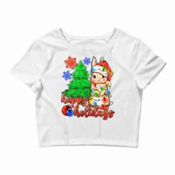 Happy Holidays Christmas Rabbit Crop Top
