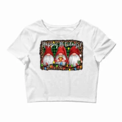 Happy Holidays Gnomes Christmas Crop Top
