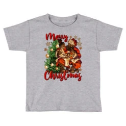 Merry Christmas Black Santa With Black Kid Girl Toddler T-shirt
