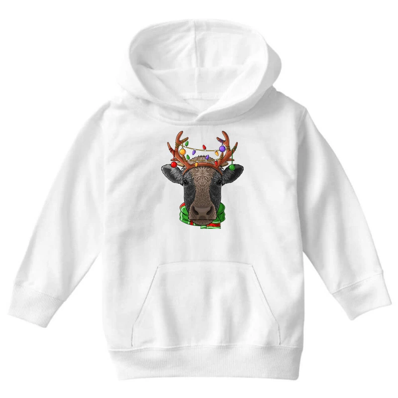 Cow Reindeer Antlers Cute Christmas Animal Xmas Ki Youth Hoodie 5 Cow Reindeer Antlers Cute Christmas Animal Xmas Ki Youth Hoodie - Image 3