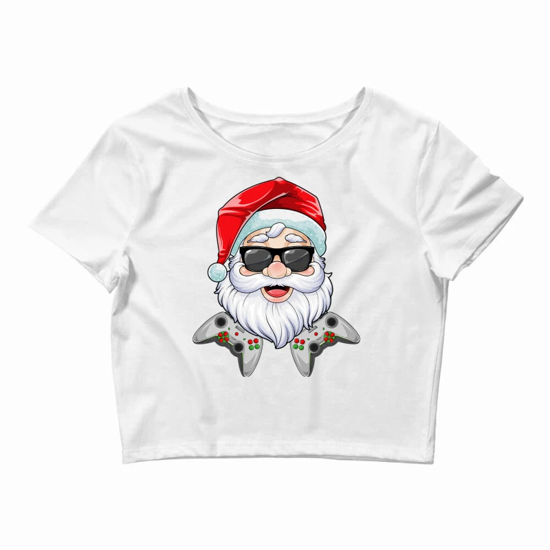 Christmas Santa Claus Video Game Controllers Xmas Crop Top 3 Christmas Santa Claus Video Game Controllers Xmas Crop Top