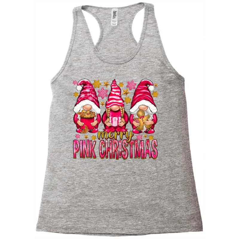 Merry Pink Christmas Gnomes Racerback Tank 5 Merry Pink Christmas Gnomes Racerback Tank - Image 3