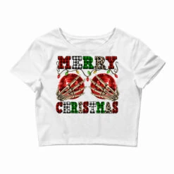 Merry Christmas Skeleton Hands Boobs Crop Top
