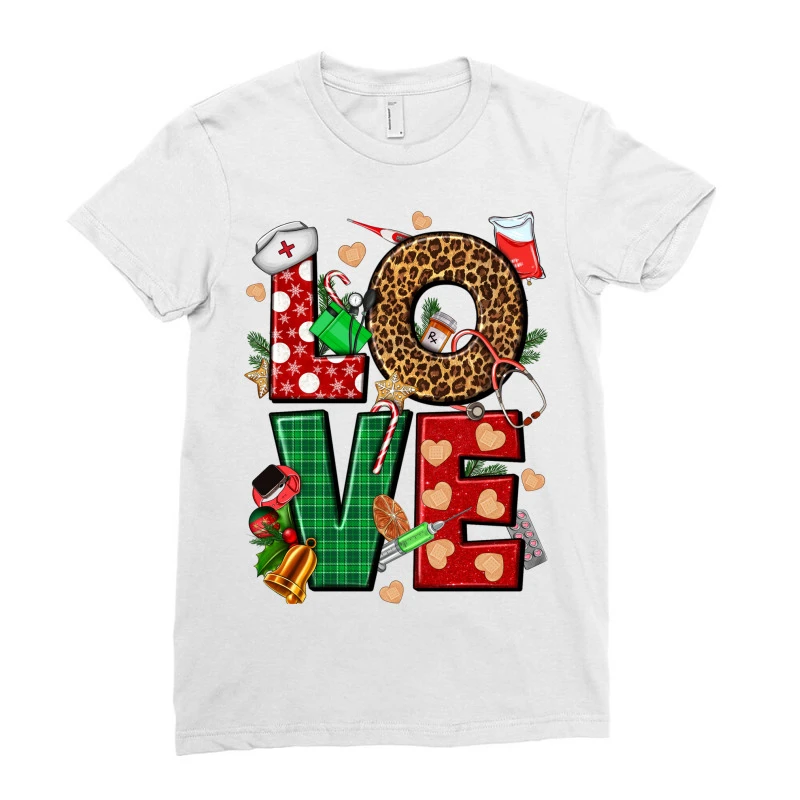 Love Nurse Christmas Ladies Fitted T-Shirt 5 Love Nurse Christmas Ladies Fitted T-Shirt - Image 3