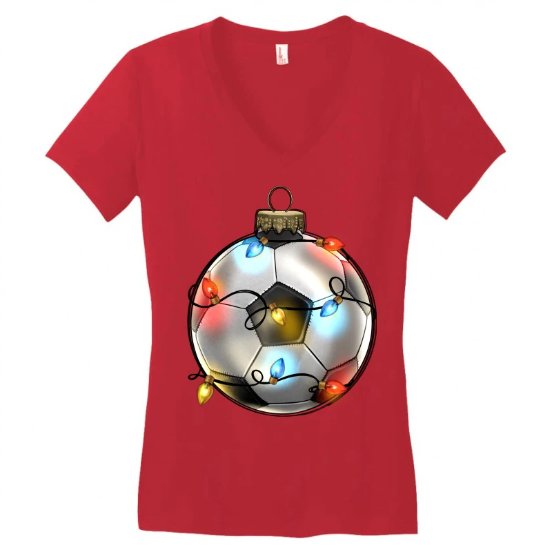 Christmas Soccer Women's V-Neck T-Shirt 5 Christmas Soccer Women's V-Neck T-Shirt - Image 3