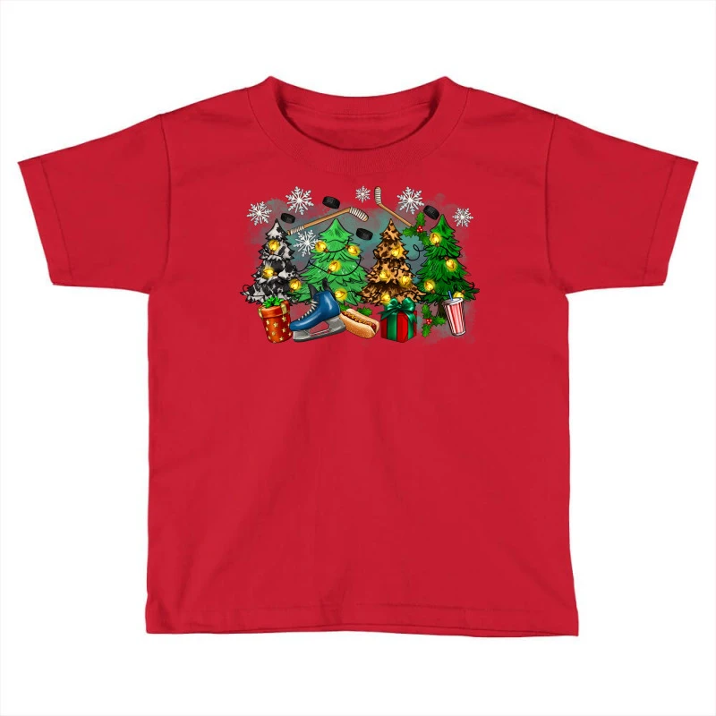 Christmas Trees With Hockey Toddler T-shirt 3 Christmas Trees With Hockey Toddler T-shirt