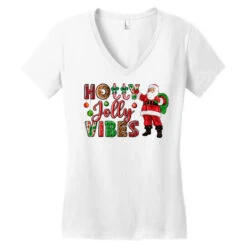 Holly Jolly Vibes Christmas With Santa Women's V-Neck T-Shirt -Deals T-Shirt Store pd.2526277285.72.25057754.s3.1 front white ffffff none x0y0 138 800x800 1