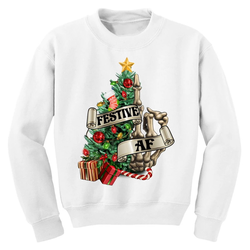 Festive Af Christmas Middle Finger Youth Sweatshirt 5 Festive Af Christmas Middle Finger Youth Sweatshirt - Image 3