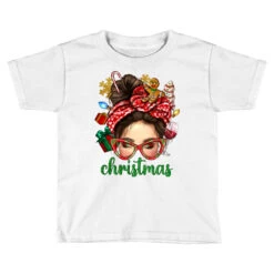 Christmas Messy Bun With Gingerbread Man Toddler T-shirt