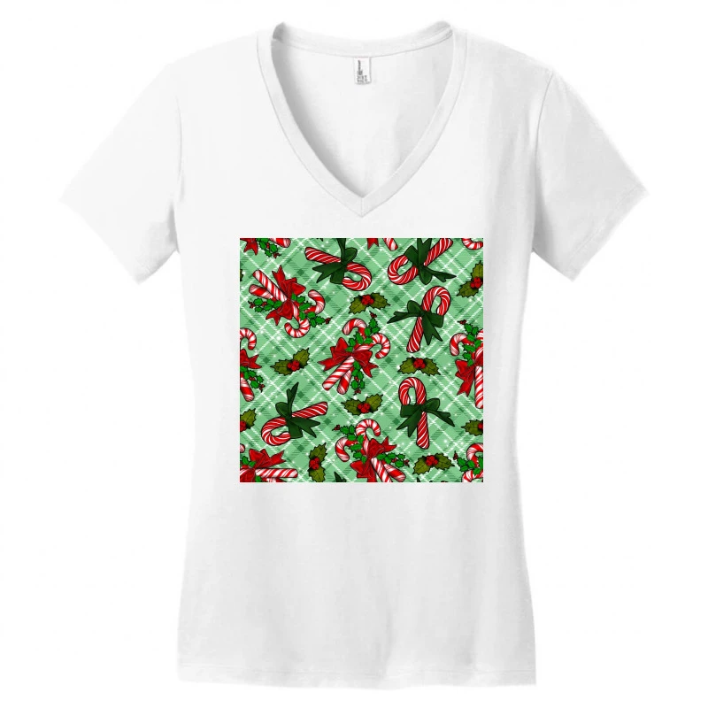 Christmas Candy Cane Women's V-Neck T-Shirt 5 Christmas Candy Cane Women's V-Neck T-Shirt - Image 3