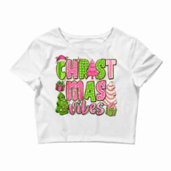 Pink Merry Christmas Trees Crop Top