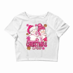 Pink Christmas Crew Snowman Crop Top