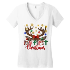 My First Christmas With Reindeer Women's V-Neck T-Shirt -Deals T-Shirt Store pd.2526433521.72.25087026.s3.1 front white ffffff none x0y0 138 800x800 1
