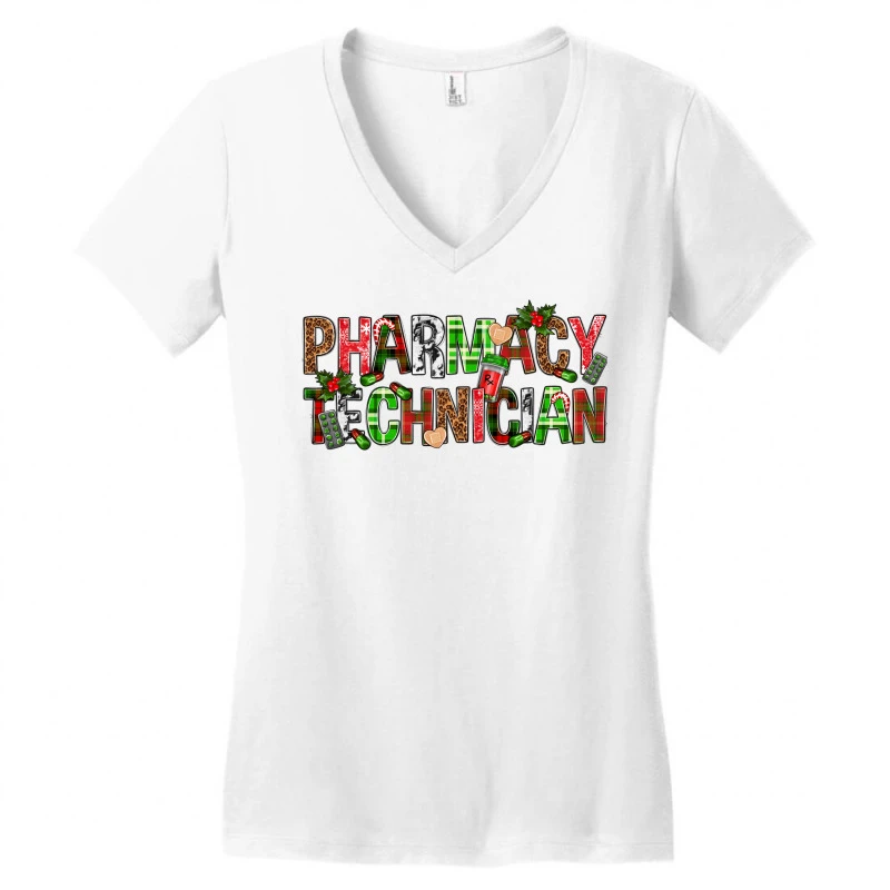 Pharmacy Technician Christmas Women's V-Neck T-Shirt 5 Pharmacy Technician Christmas Women's V-Neck T-Shirt - Image 3