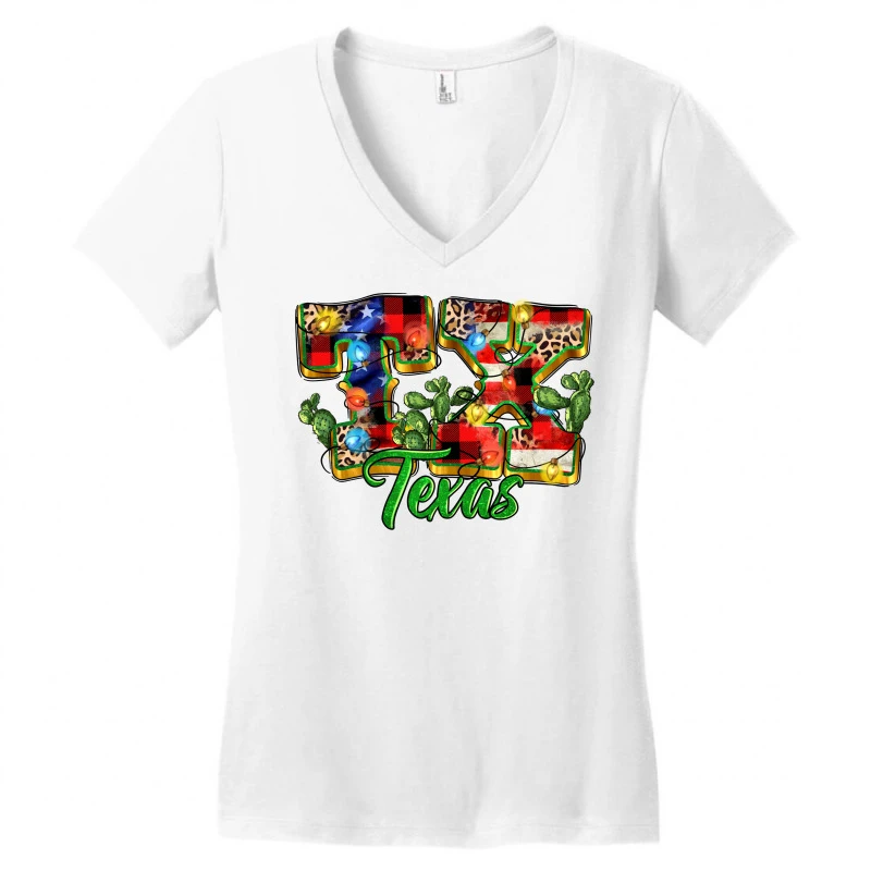 Christmas Texas Women's V-Neck T-Shirt 5 Christmas Texas Women's V-Neck T-Shirt - Image 3