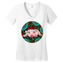 Baby Pig Christmas Women's V-Neck T-Shirt -Deals T-Shirt Store pd.2526596350.72.25093980.s3.1 front white ffffff none x0y0 138 800x800 1