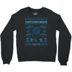 Avatar Waterbending Katara Christmas Crewneck Sweatshirt -Deals T-Shirt Store pd.2526605331.32.25067857.s3.1 front black ffffff none x0y0 124 800x800 1