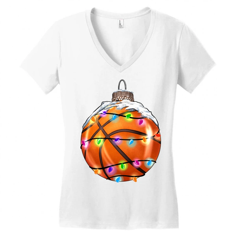 Christmas Basketball Women's V-Neck T-Shirt 5 Christmas Basketball Women's V-Neck T-Shirt - Image 3