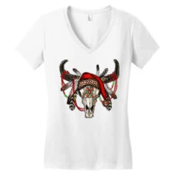 Western Christmas Bull Skull Women's V-Neck T-Shirt -Deals T-Shirt Store pd.2526678018.72.25095111.s3.1 front white ffffff none x0y0 138 800x800 1