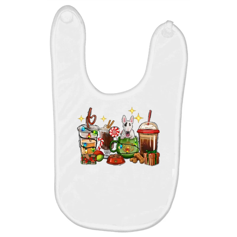 Christmas Coffee Cups With Bull Terrier Baby Bibs 3 Christmas Coffee Cups With Bull Terrier Baby Bibs