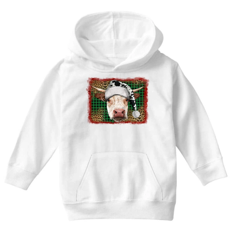 Merry Christmas Hereford Cow With Background Youth Hoodie 5 Merry Christmas Hereford Cow With Background Youth Hoodie - Image 3