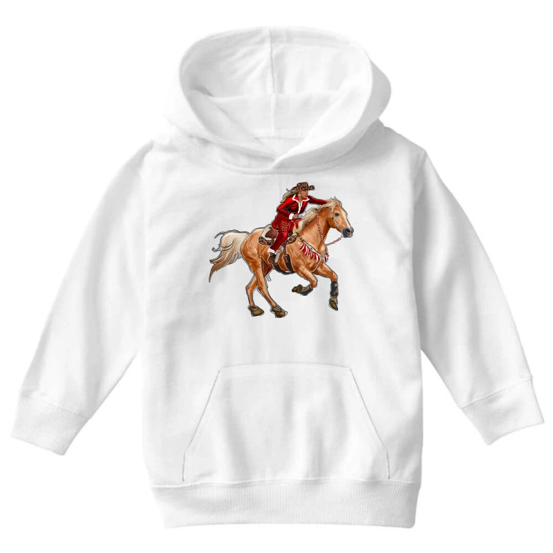 Western Christmas Cowgirl On The Horse Youth Hoodie 5 Western Christmas Cowgirl On The Horse Youth Hoodie - Image 3