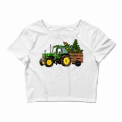 Green Christmas Tractor Crop Top