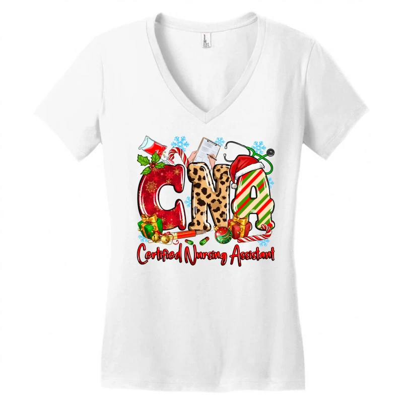 CNA Certified Nursing Assistant Christmas Women's V-Neck T-Shirt 5 CNA Certified Nursing Assistant Christmas Women's V-Neck T-Shirt - Image 3
