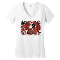 Christmas Plaid Cowhide Pattern Background Women's V-Neck T-Shirt -Deals T-Shirt Store pd.2526705441.72.25095319.s3.1 front white ffffff none x0y0 138 800x800 1