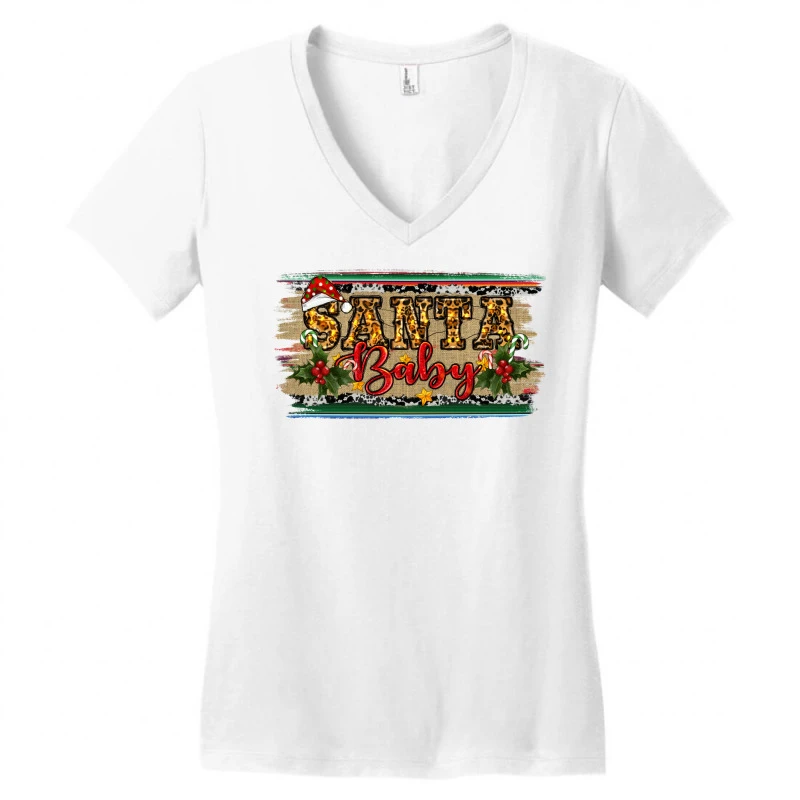 Santa Baby Western Christmas Women's V-Neck T-Shirt 5 Santa Baby Western Christmas Women's V-Neck T-Shirt - Image 3
