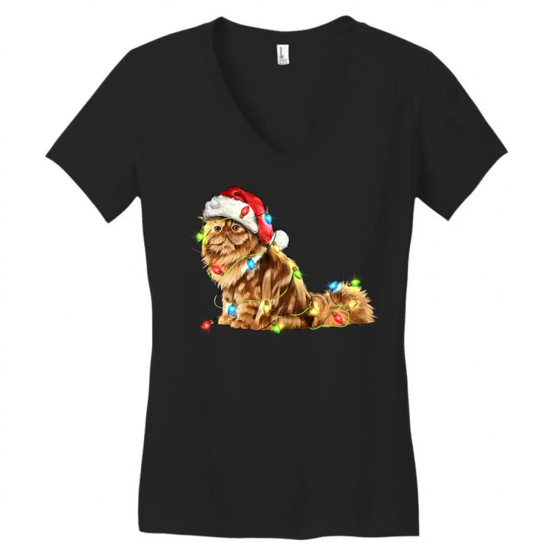 Christmas Persian Cat Women's V-Neck T-Shirt 5 Christmas Persian Cat Women's V-Neck T-Shirt - Image 3