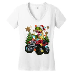 Christmas T-rex With Monster Truck Women's V-Neck T-Shirt -Deals T-Shirt Store pd.2526776646.72.25096777.s3.1 front white ffffff none x0y0 138 800x800 1