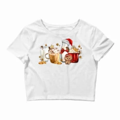 Christmas Milk And Cookie Latte Coffee Cups Crop Top