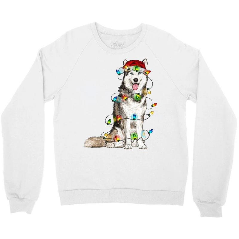 Husky Christmas Lights Crewneck Sweatshirt 5 Husky Christmas Lights Crewneck Sweatshirt - Image 3