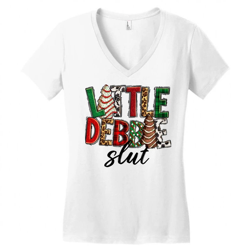 Little Debbie Slut Christmas Women's V-Neck T-Shirt 5 Little Debbie Slut Christmas Women's V-Neck T-Shirt - Image 3