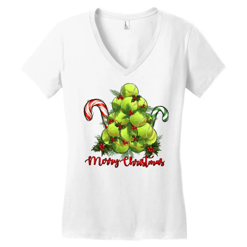 Merry Christmas Tennis Women's V-Neck T-Shirt 5 Merry Christmas Tennis Women's V-Neck T-Shirt - Image 3