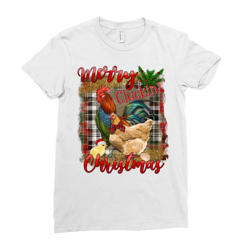 Merry Cluckin' Christmas Ladies Fitted T-Shirt 5 Merry Cluckin' Christmas Ladies Fitted T-Shirt - Image 3