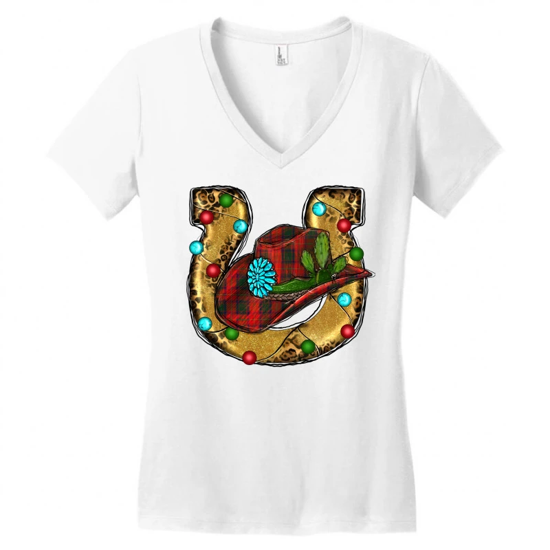 Christmas Horseshoe Women's V-Neck T-Shirt 5 Christmas Horseshoe Women's V-Neck T-Shirt - Image 3