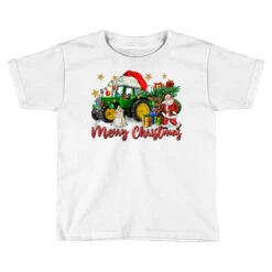 Christmas Green Tractor With Santa And Snowman Toddler T-shirt