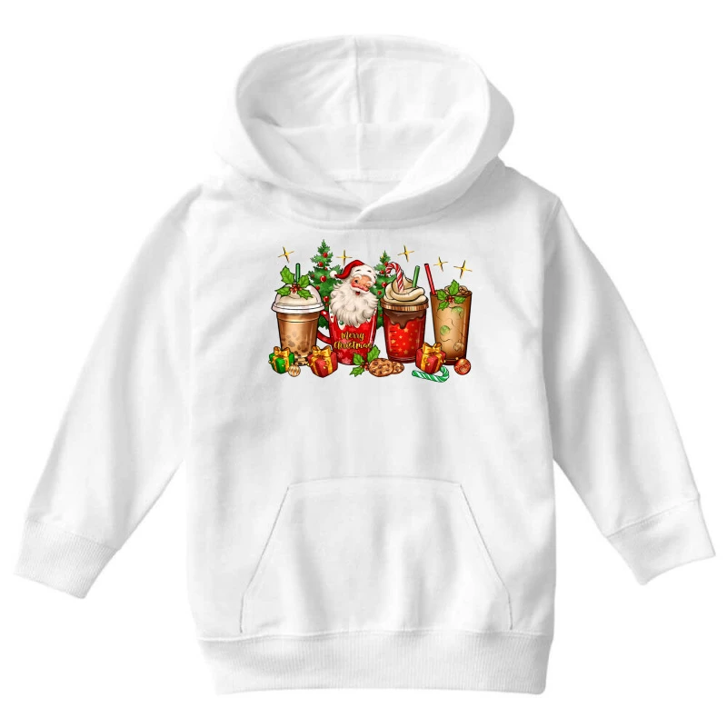 Christmas Santa Coffee Cups Youth Hoodie 5 Christmas Santa Coffee Cups Youth Hoodie - Image 3