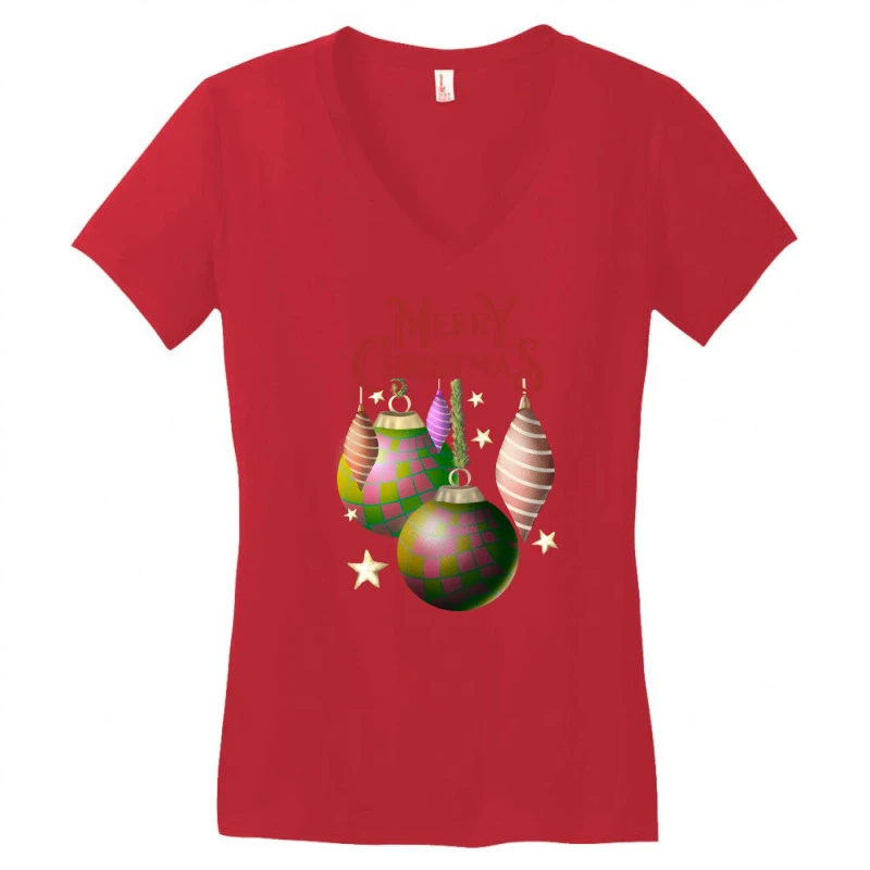 Christmas Balls Women's V-Neck T-Shirt 5 Christmas Balls Women's V-Neck T-Shirt - Image 3